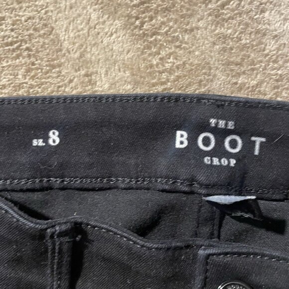 White House Black Market Jeans Womens 8 The Boot Crop Black Embroidered Rose - Picture 2 of 9